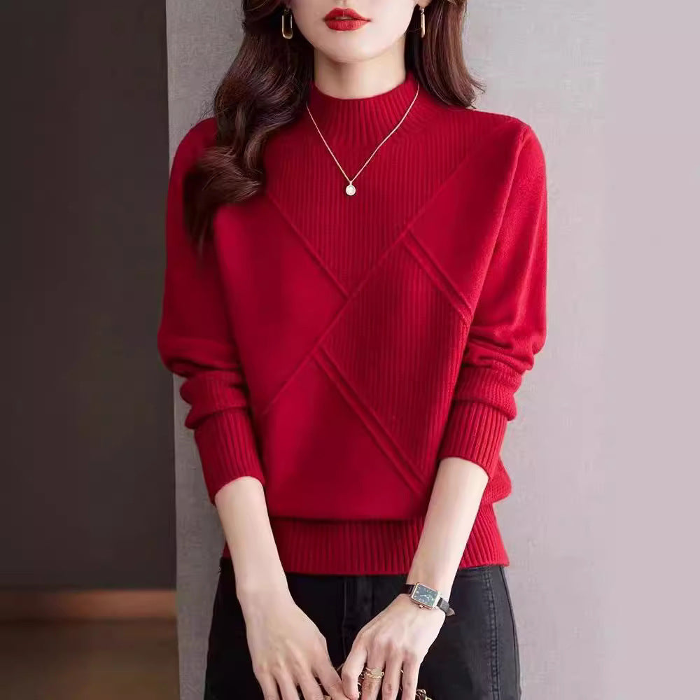 【骨格ストレート】ラインデザインニットトップス