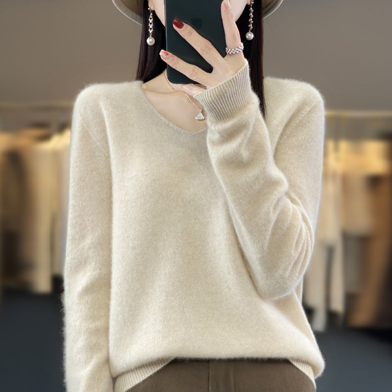 【骨格ストレート】Vネックニットトップス