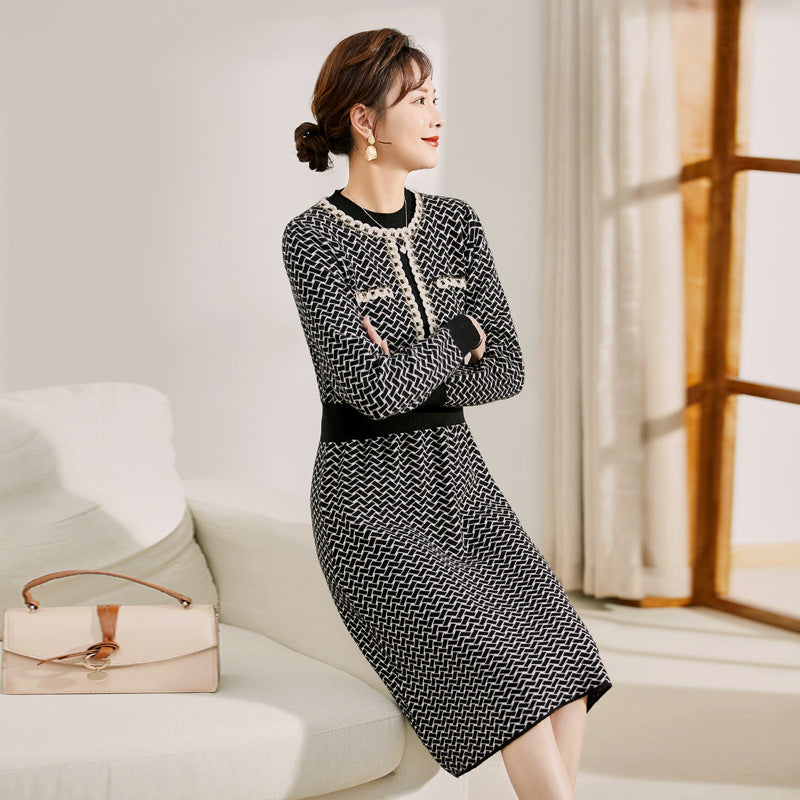 【骨格ストレート】ニットロングワンピース