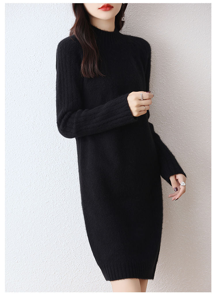 【骨格ストレート】美シルエット膝丈ニットワンピース