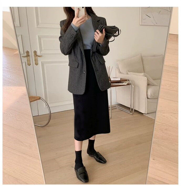 【骨格ストレート】モダンデザインIラインスカート