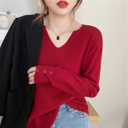 【骨格ストレート】Vネックスタイルアップニットトップス
