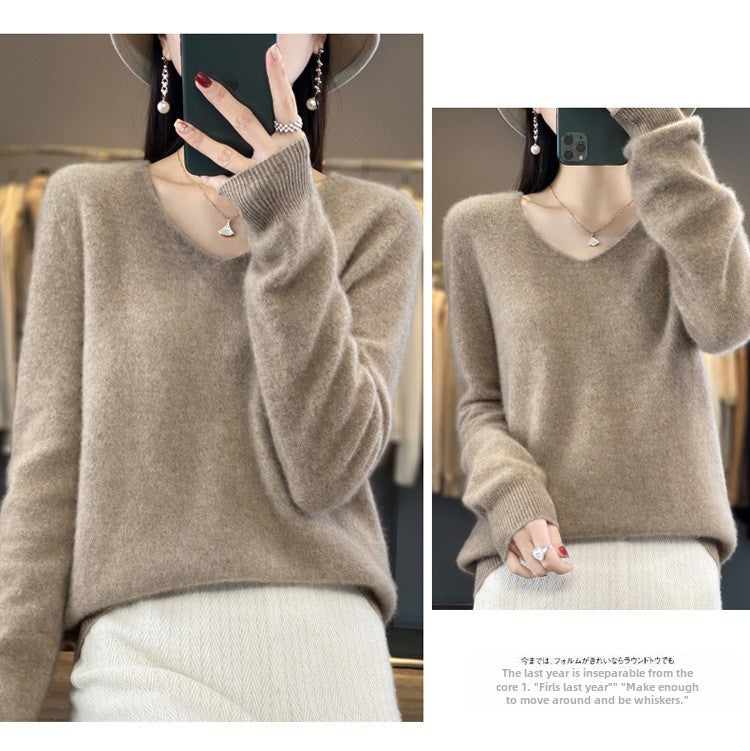 【骨格ストレート】Vネックニットトップス