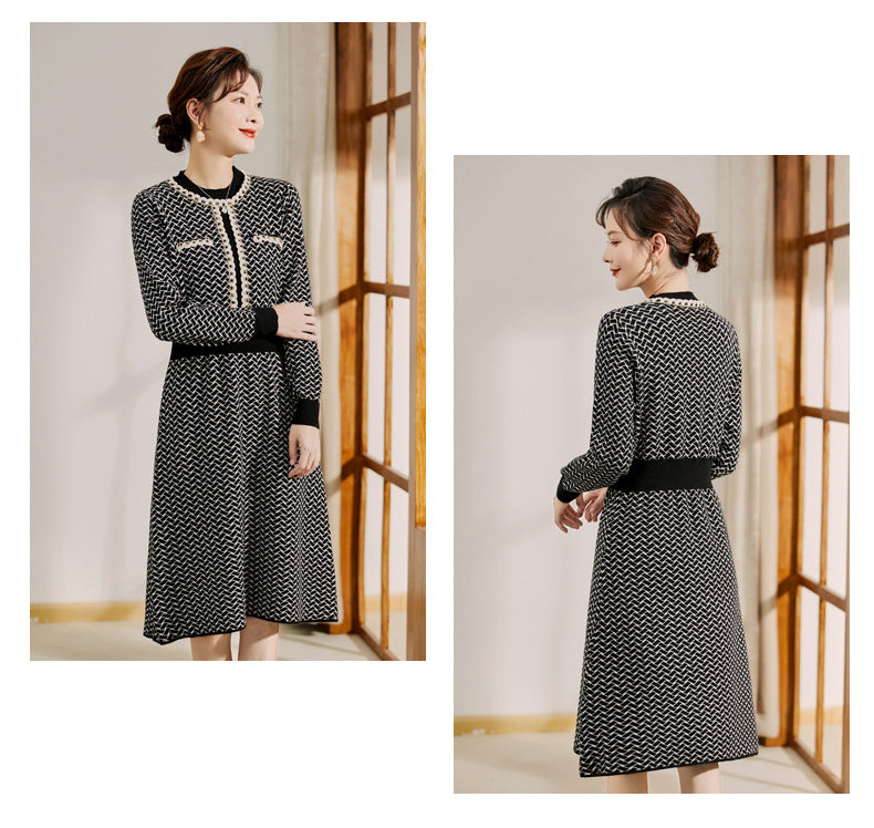 【骨格ストレート】ニットロングワンピース