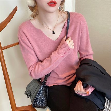 【骨格ストレート】Vネックスタイルアップニットトップス