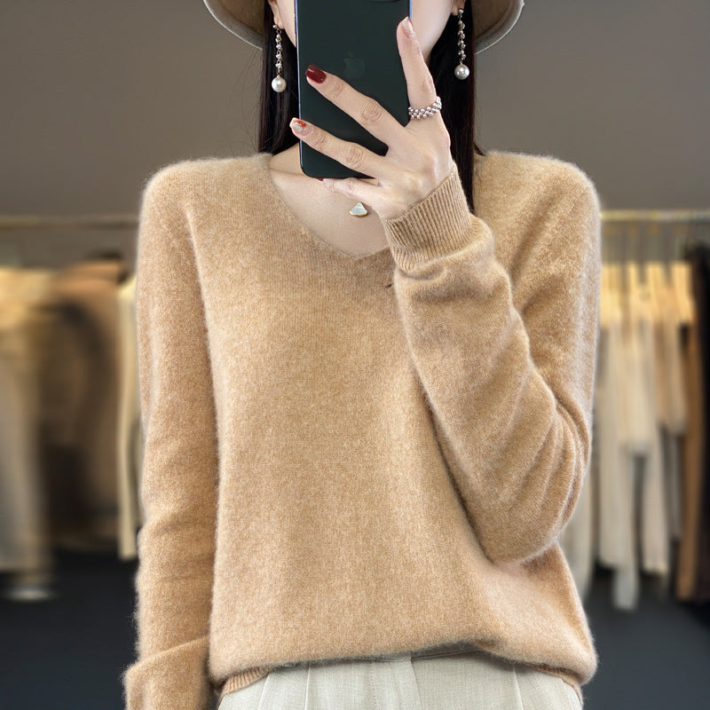 【骨格ストレート】Vネックニットトップス