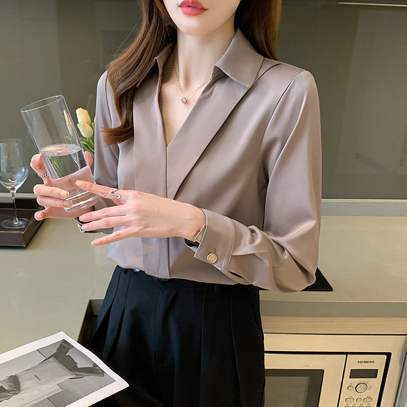 【骨格ストレート】Vネックスタイリッシュカラーシャツ