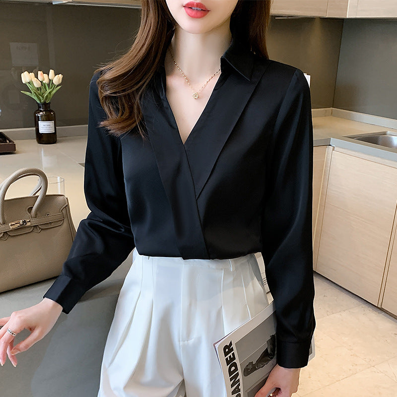 【骨格ストレート】Vネックスタイリッシュカラーシャツ