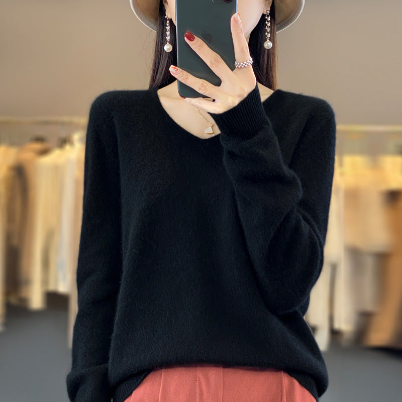 【骨格ストレート】Vネックニットトップス