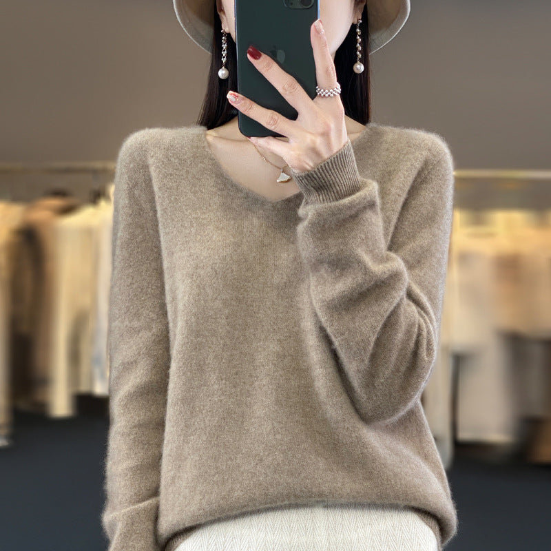 【骨格ストレート】Vネックニットトップス