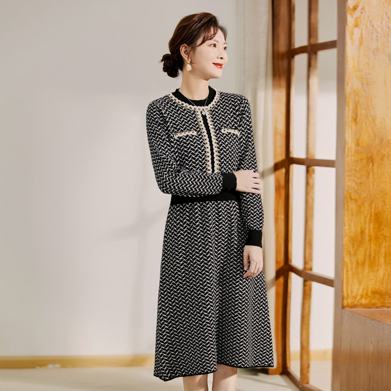 【骨格ストレート】ニットロングワンピース
