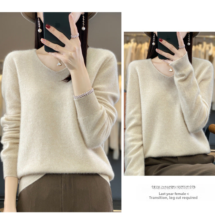 【骨格ストレート】Vネックニットトップス
