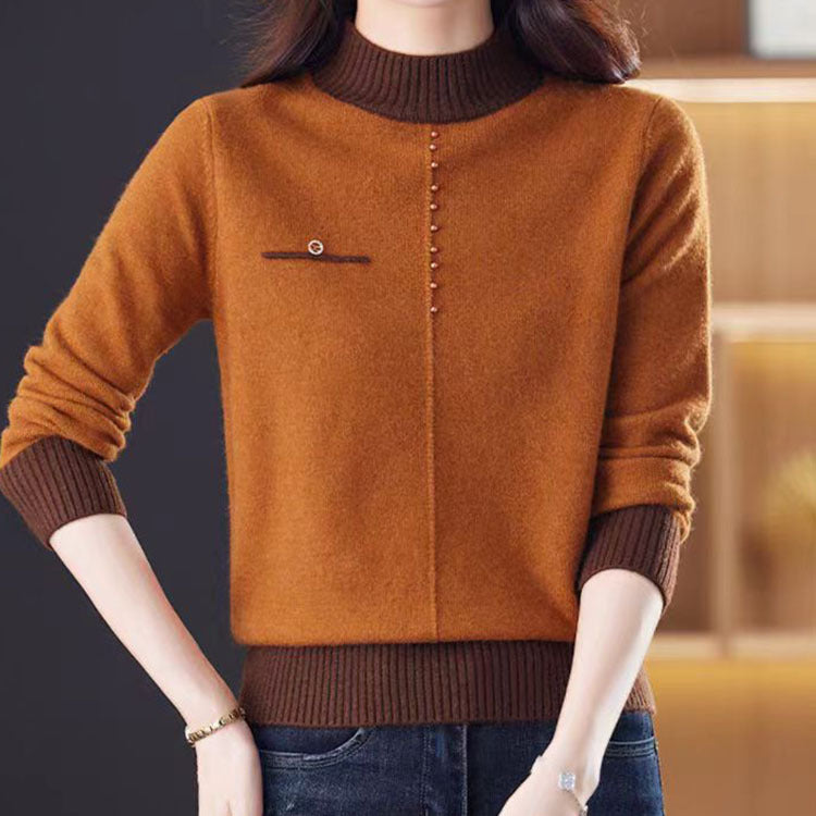 【骨格ストレート】ハーフハイネックダブルカラーニット