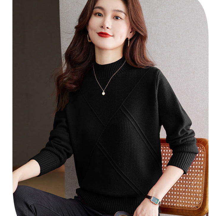 【骨格ストレート】ラインデザインニットトップス