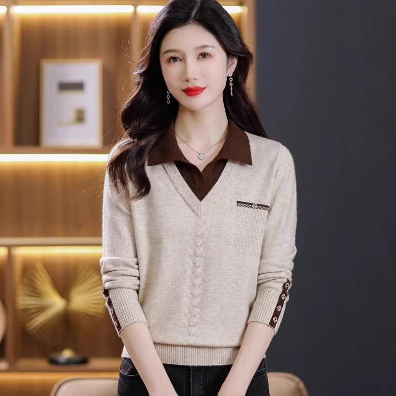 【骨格ストレート】ポロシャツセーターツーピーストップス