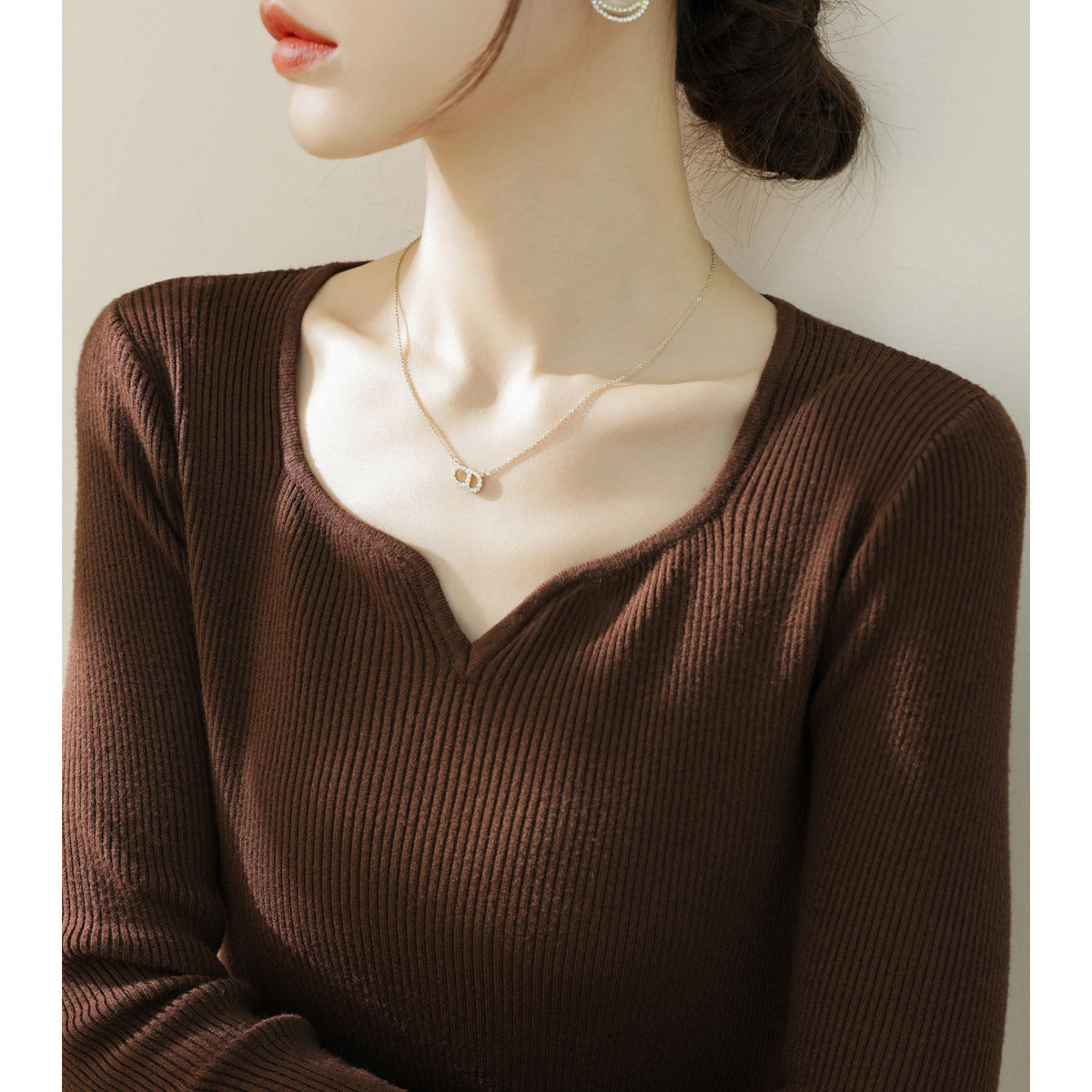 【骨格ストレート】美ボディキーネックニットトップス