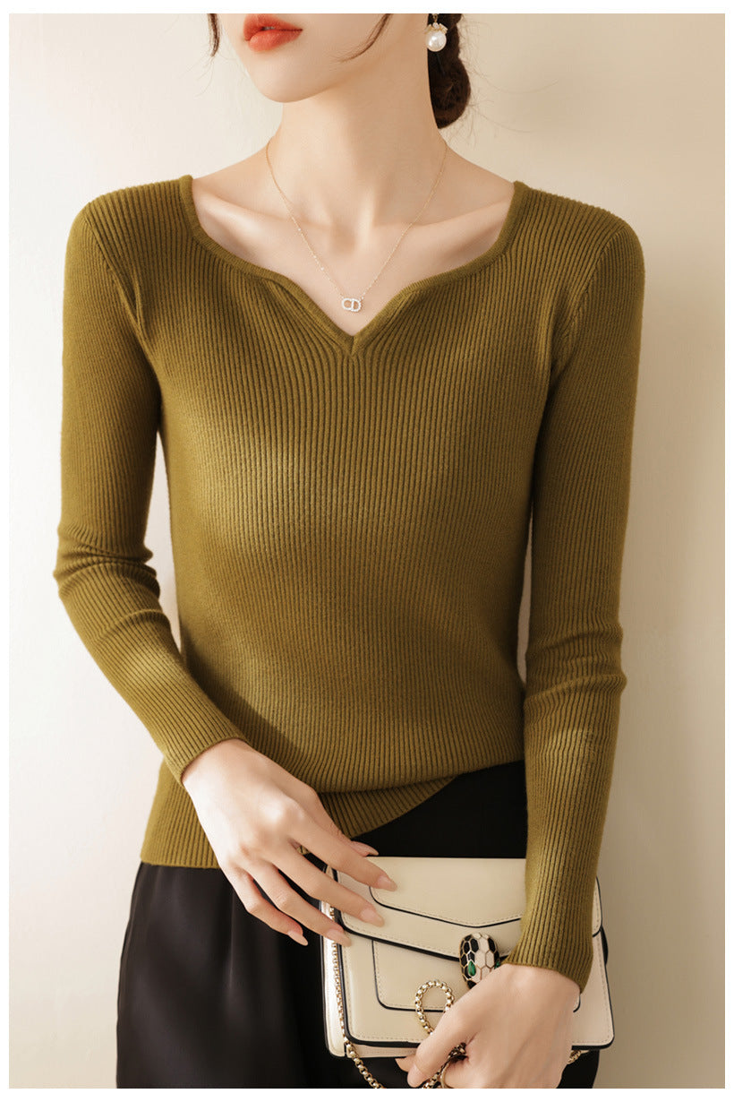 【骨格ストレート】美ボディキーネックニットトップス